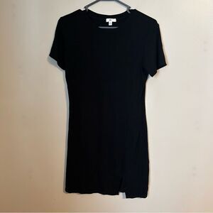 BP Dress Mini Short Sleeve Ribbed Black Casual Neutral